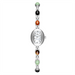 Elegant Ladies Watch Bracelet with Multicolor Beads - Silver