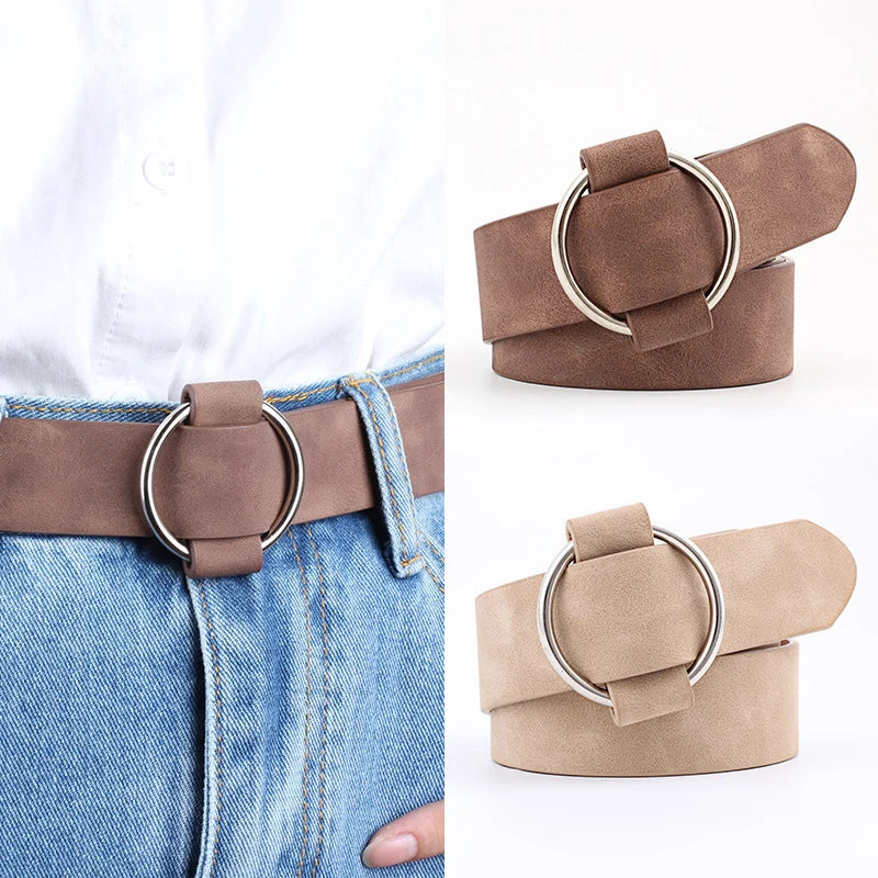 Belt with Round Buckle Design for Everyday Wear
