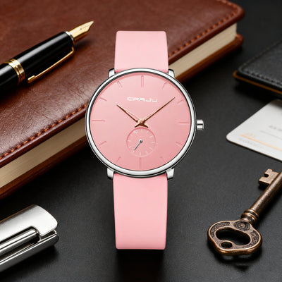 Minimalist Silicone Watch With Subdial And Subtle Shine