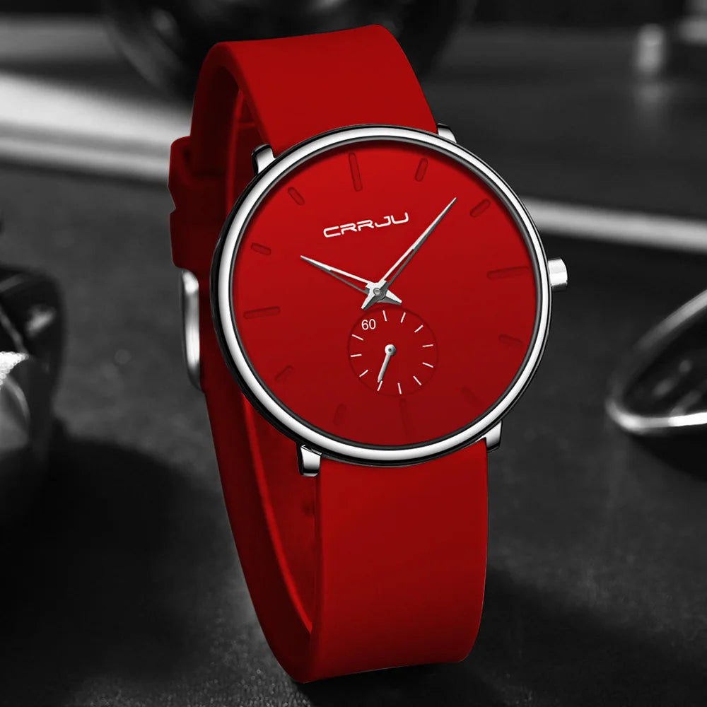 Minimalist Silicone Watch With Subdial And Subtle Shine