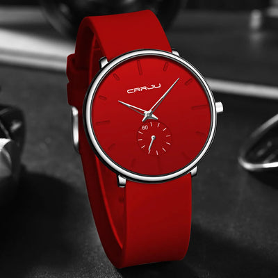 Minimalist Silicone Watch With Subdial And Subtle Shine