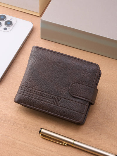 Compact Card Wallet With Snap Closure And Coin Pocket