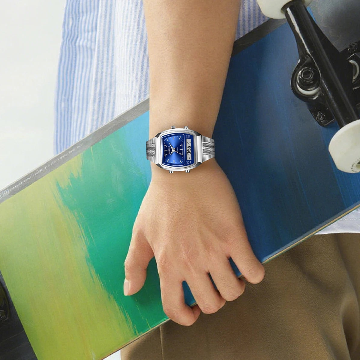 Watch Dual Display Quartz Timepiece for Everyday Use - WO2MEN