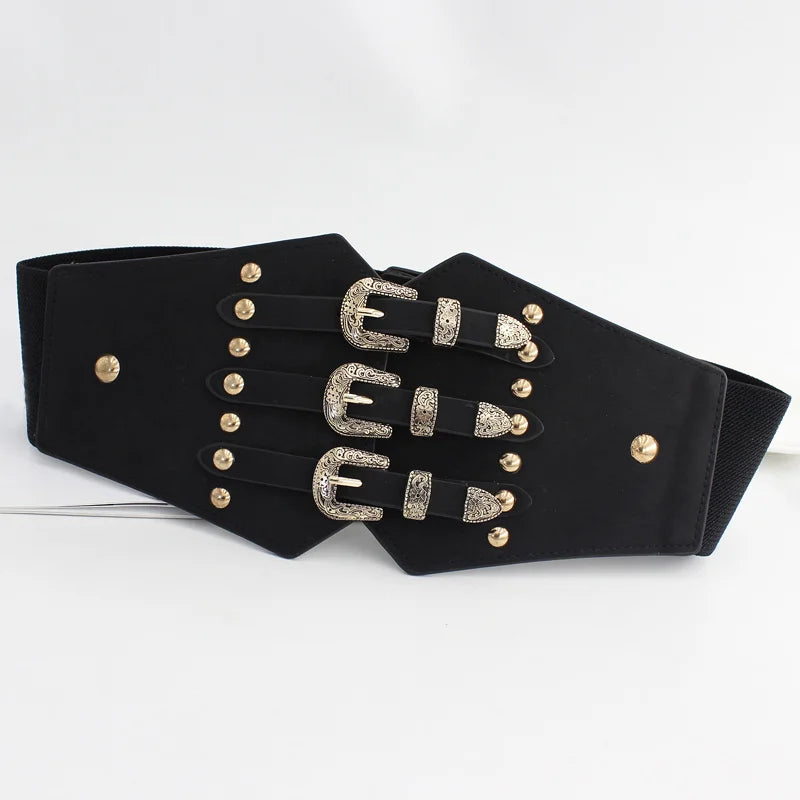 Corset Belt with Elastic Waist And Buckle Straps