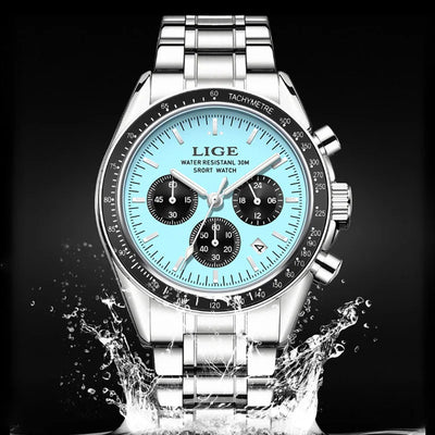 Chronograph Stainless Steel Watch with Water Resistance