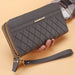 Zip Around Wallet with Tassel Strap Quilted Pattern - Dark Grey V2