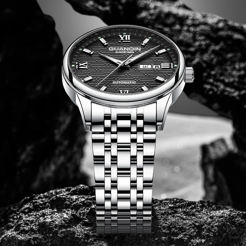 Automatic Mechanical Wristwatch with Calendar Display