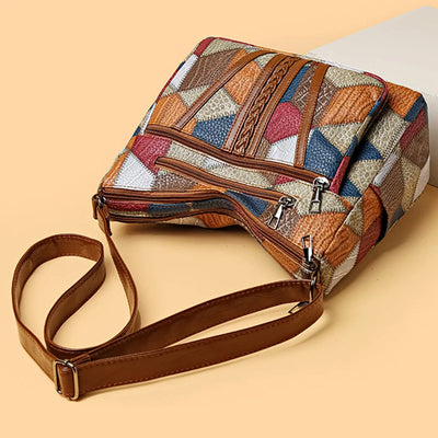 Geometric Patchwork Crossbody Bag For Everyday Elegance
