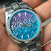 Classic Round Watch Textured Dial Luminous Hands - Aurora Blue