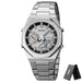 Stainless Steel Quartz Wristwatch for Men Digital - Silver White V2