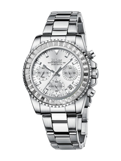 Elegant Chronograph Watch with Calendar and Stopwatch