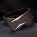 Belt with Geometric Buckle for Smart Formal Wear - Coffee Silver Buckle