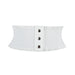 Wide Elastic Waist Belt with Snap Detail Adjustable - White