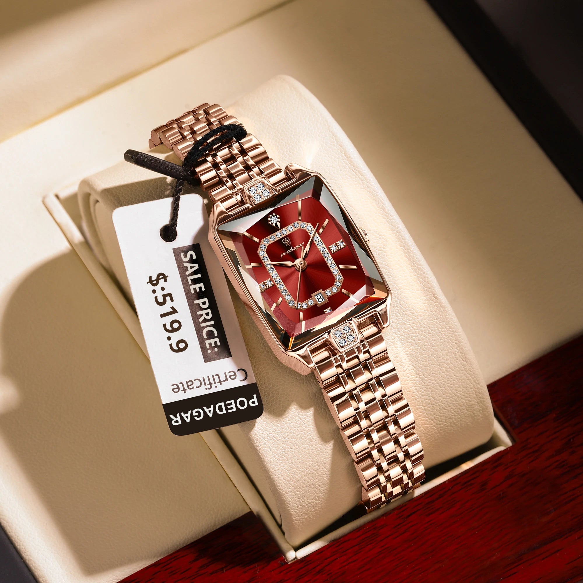 Wristwatch Rectangle Case Crystal Embellishments