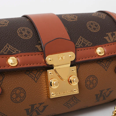 Monogram Barrel Shoulder Bag with Gold Lock Detailing