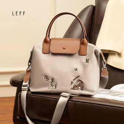 Embroidered Shoulder Bag With Convertible Strap Flair