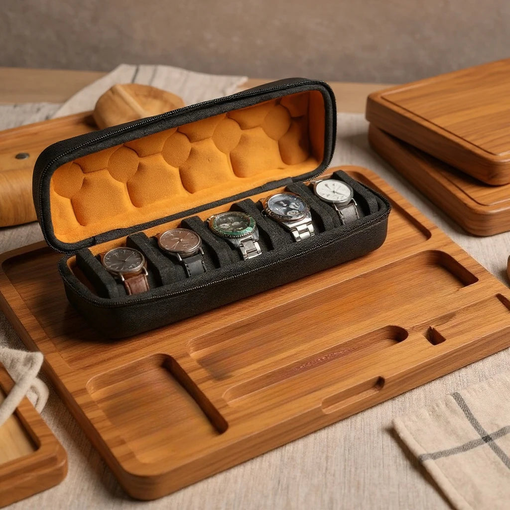 Watch Travel Case with Cushioned Slots And Form Fitting Pillow