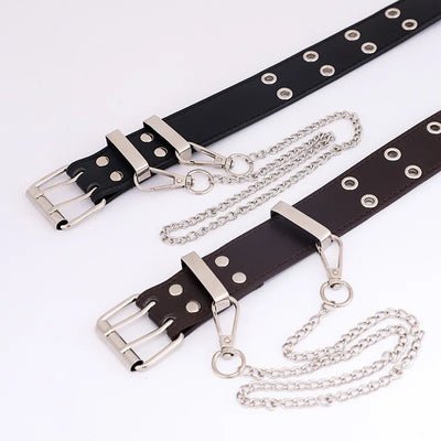 Women Double Ring Eyelet Belt for Dress Jeans
