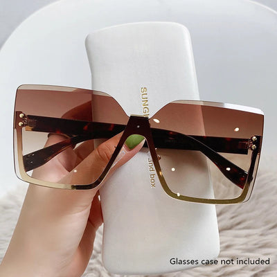 Half Frame Sunglasses With Gradient Lenses Square Form - WO2MEN