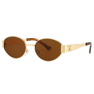 Oval Gold Frame Sunglasses with Luxe Minimalism Edition - WO2MEN