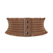 Wide Elastic Waist Belt with Snap Detail Adjustable - Brown