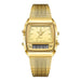 Dual Display Quartz Wristwatch with Digital Time - Gold