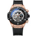 Skeleton Chronograph Quartz Wristwatch Water Resistant - Black Rose Gold V2