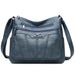 Shoulder Crossbody Bag with Front Zipper Pockets - Blue