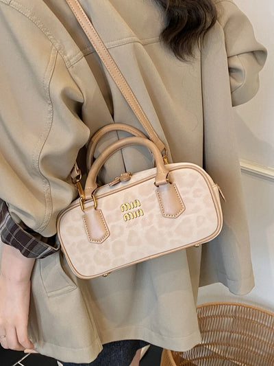 Leopard Bowler Bag With Detachable Crossbody Strap