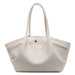 Elegant Lychee Pattern Shoulder Handbag Large Capacity - White