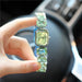 Rectangular Gemstone Bracelet Watch with Soft Crystals - Green