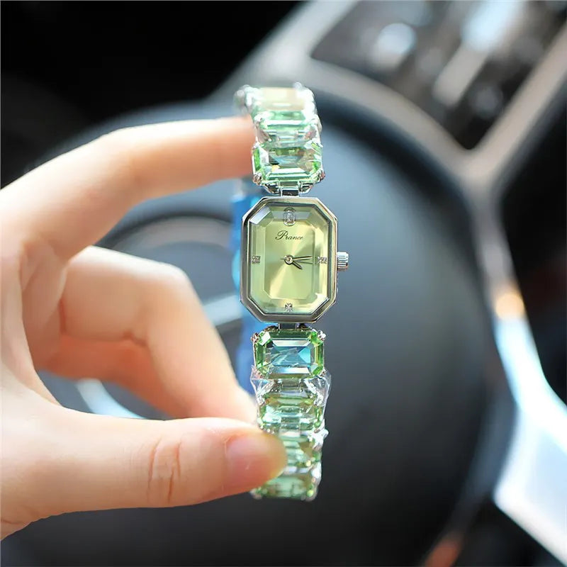 Watch Bracelet Timepiece With Prismatic Glass Links - WO2MEN