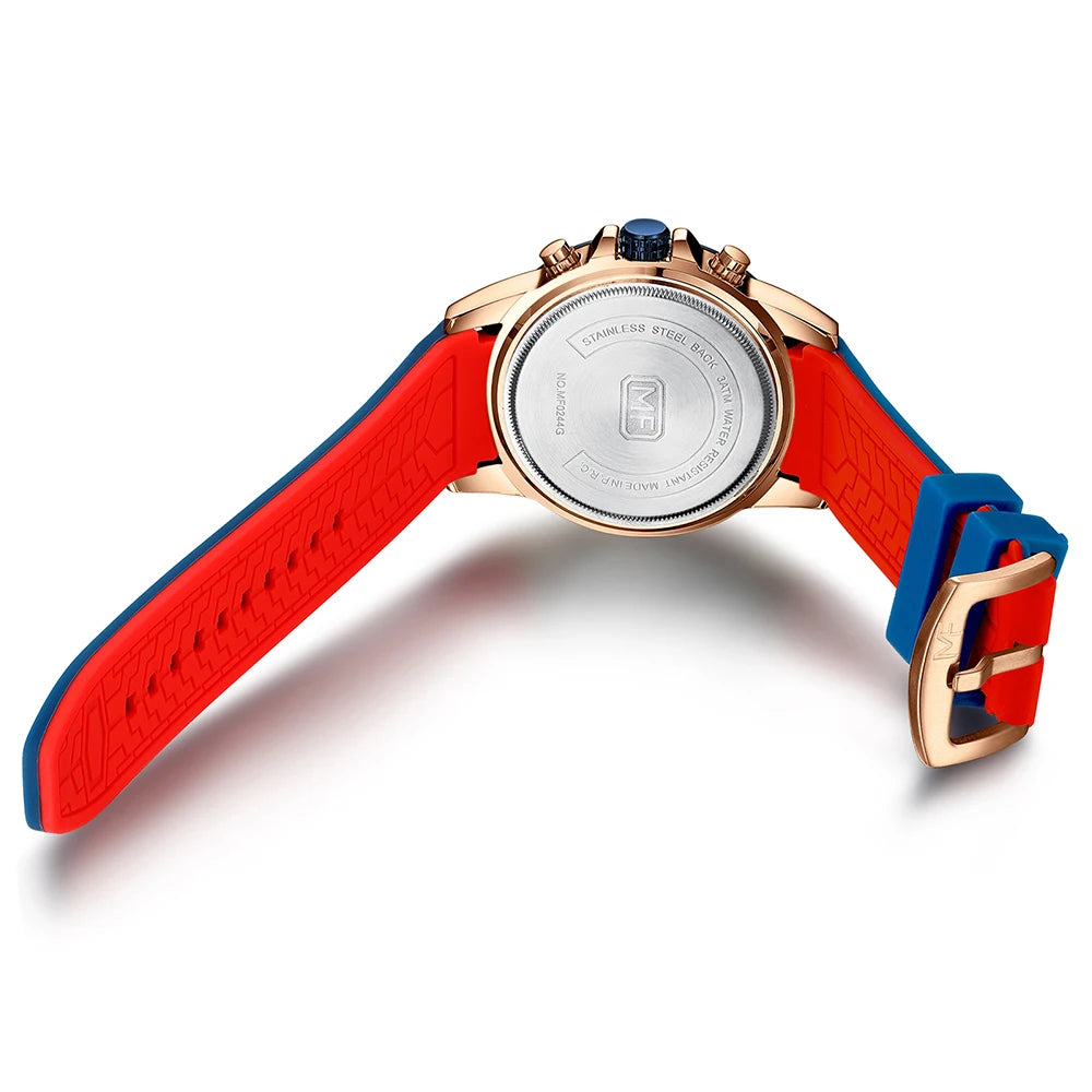Chronograph Watch with Silicone Strap for Active Wear