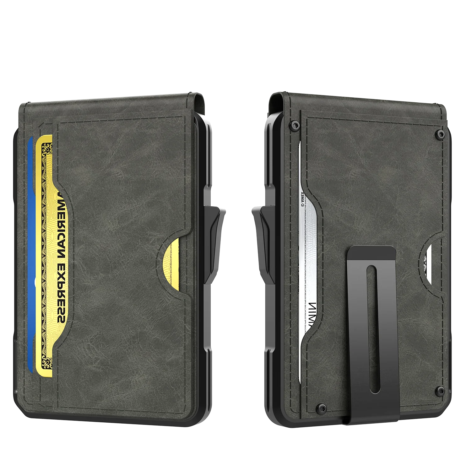 Slim RFID Pop Up Card Wallet with Money Clip Front