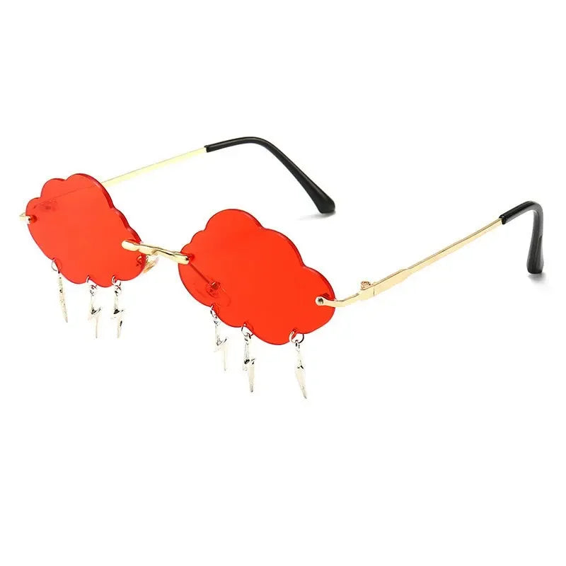 Cloud Rimless Sunglasses With Lightning Pendant