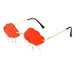 Cloud Rimless Sunglasses With Lightning Pendant - Green V3