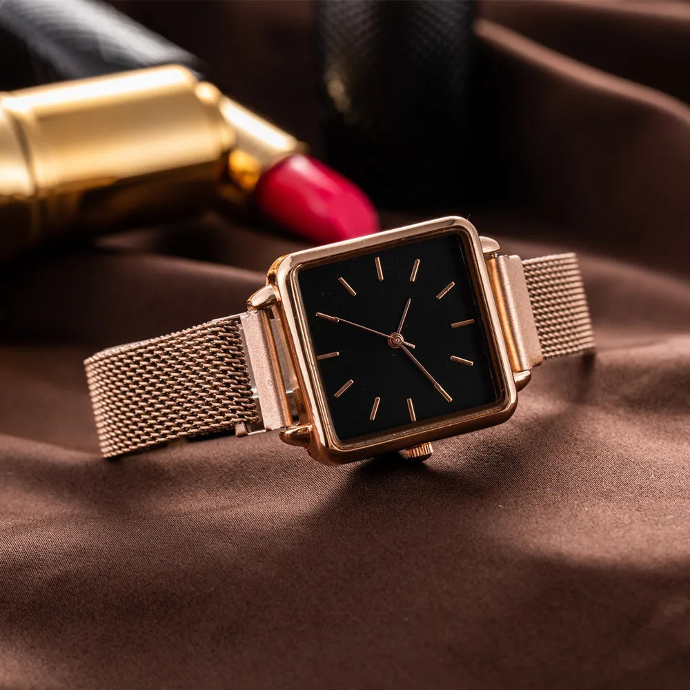 Watch Diamond Dial Mesh Bracelet