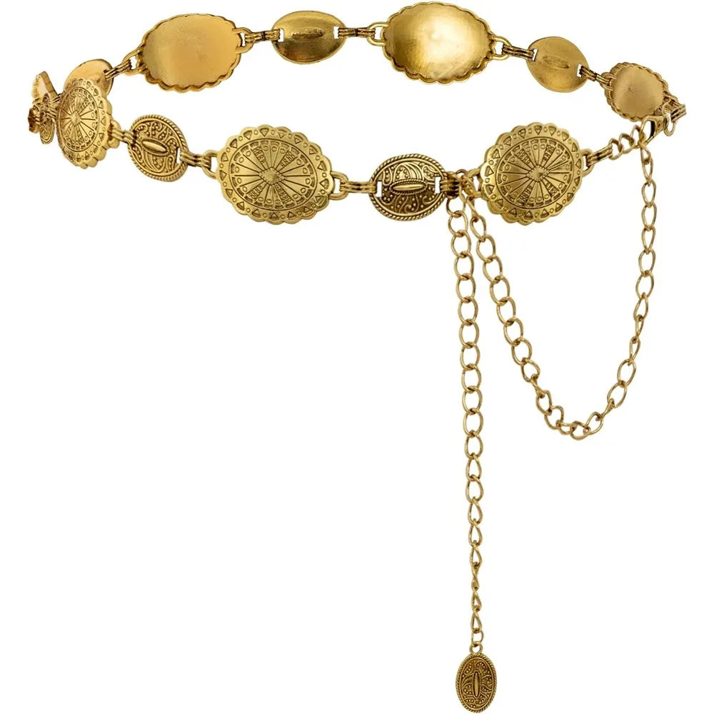 Waist Chain Belt with Concho Medallions Adjustable
