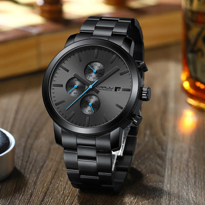 Monolithic Chronograph Dial Wristwatch with Date Window