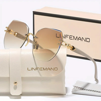 Geometric Frameless Sunglasses with UV400 Lenses Gift - WO2MEN