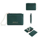 Pearl Chain Wallet Card Holder with Zipper Pocket - Green