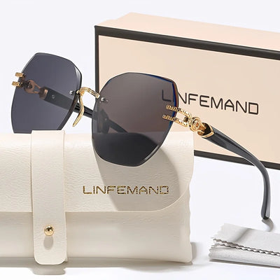Geometric Frameless Sunglasses with UV400 Lenses Gift - WO2MEN