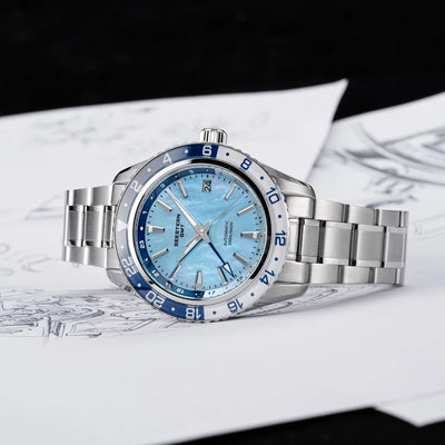 GMT Automatic Diver Watch Crystal Bezel Stainless Steel