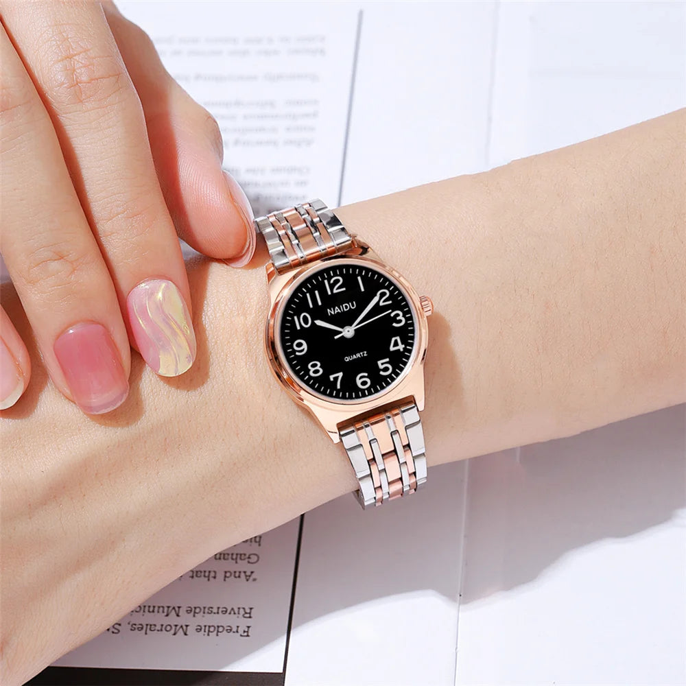 Elegant Round Dial Quartz Wristwatch with Folding Clasp