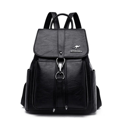 Backpack with Front Buckle Strap And Multiple Pockets