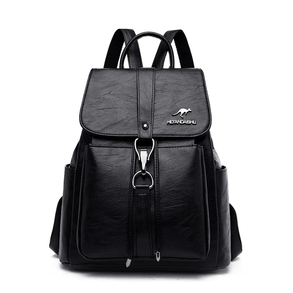 Backpack with Front Buckle Strap And Multiple Pockets