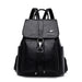 Backpack with Front Buckle Strap And Multiple Pockets - Black