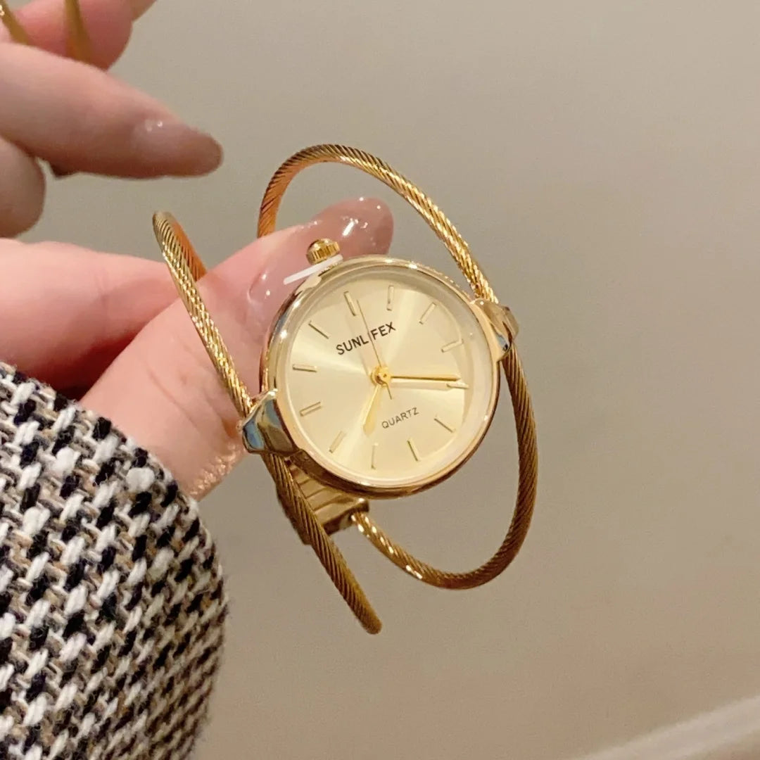 Watch Bracelet Cuff with Double Wire Ring Form Design - WO2MEN