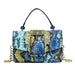 Snake Pattern Shoulder Bag With Ornate Gold Clasp Grace - Blue