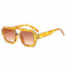 Fashion Retro Big Frame Sunglasses Double Bridge - Flower Tea